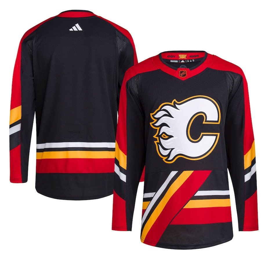 Calgary Flames Black Reverse Retro Stitched Blank Jersey